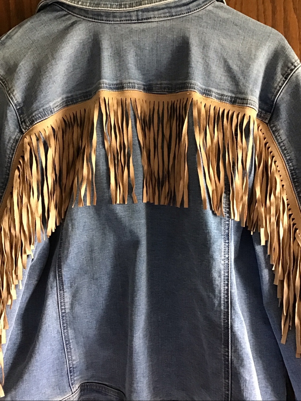 Chico's Denim Fringe Western Jacket Size 3 (XL) Cowgirl Festival Nashville Boho - Picture 7 of 7